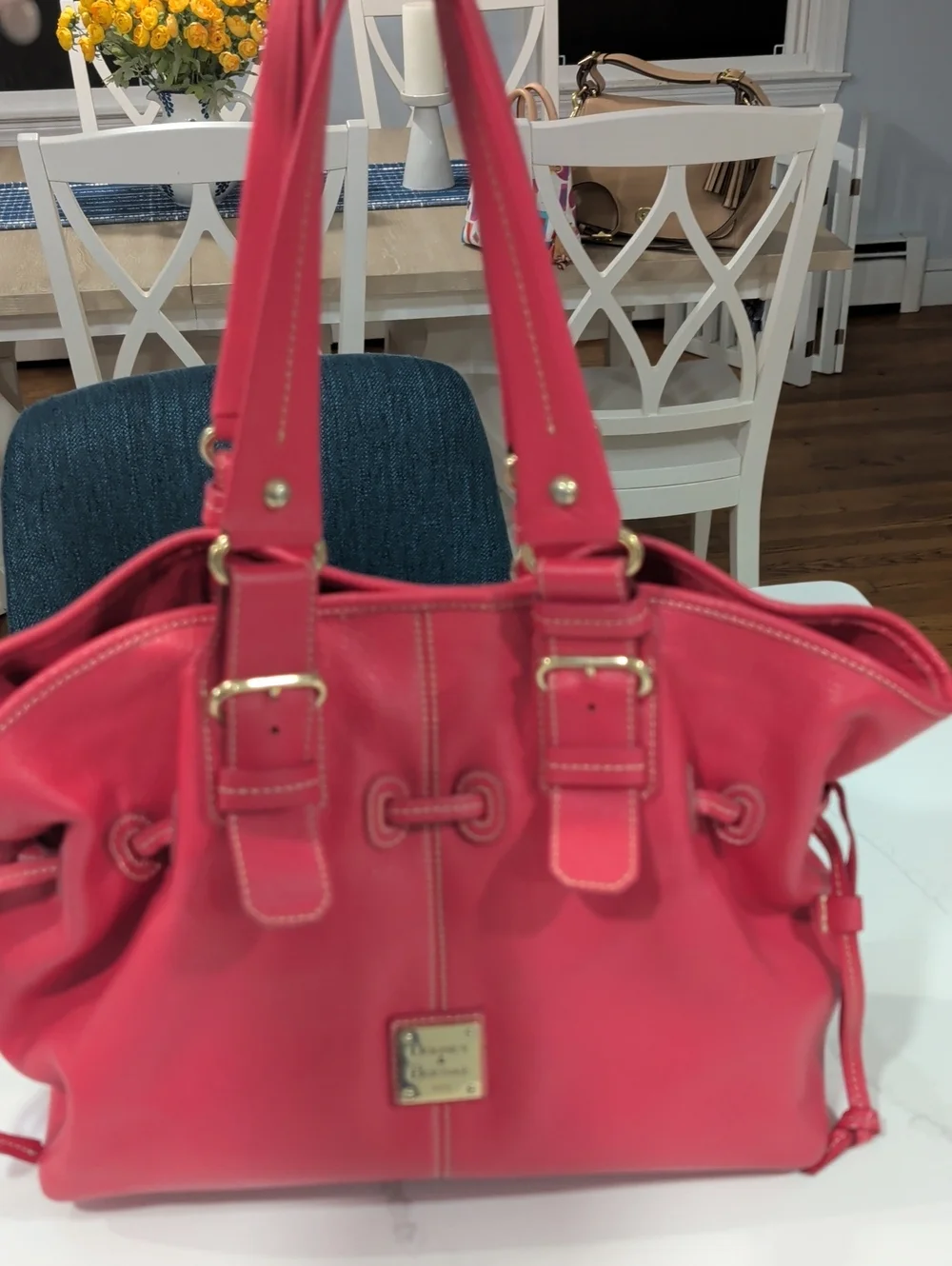 Dooney & Bourke Vintage Leather Shoulder Bag with Gold Hardware